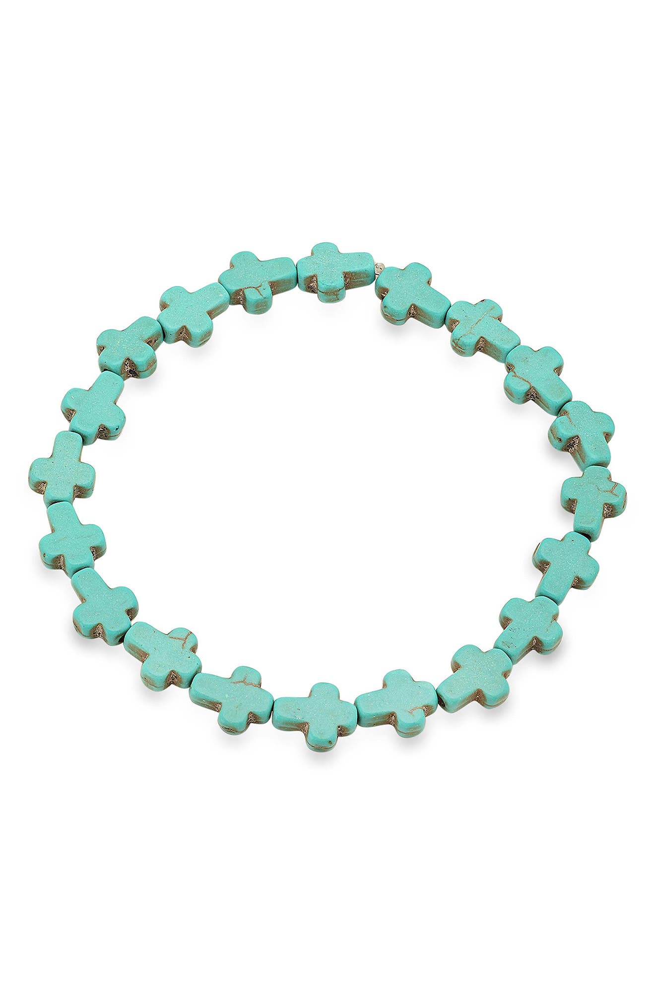 Genuine Turquoise Cross Stretch Bracelet