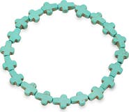 HMY JEWELRY Genuine Turquoise Cross Stretch Bracelet