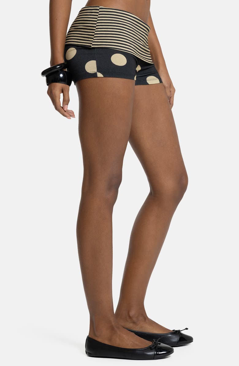 JADED LONDON Mixed Print Foldover Waist Shorts, Alternate, color, Black