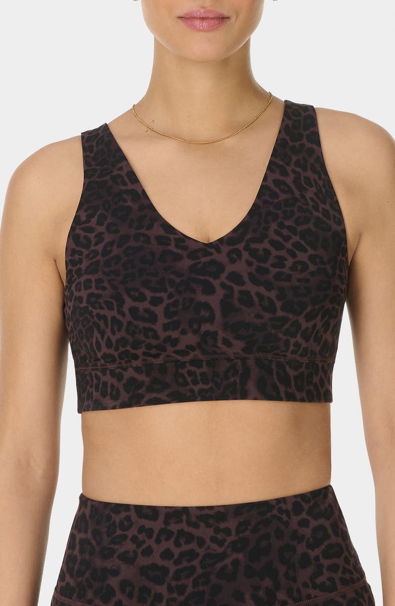 Sweaty Betty Ultimate Yoga Sports Bra, Main, color, Brown Leopard Skin Print