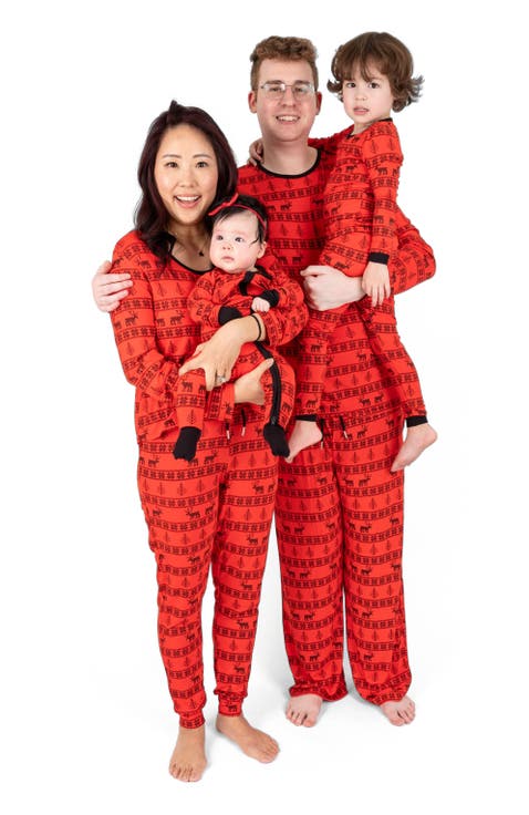 Men's Viscose Matching Family Holiday Pajamas, Reindeer & Polar Bear Prints