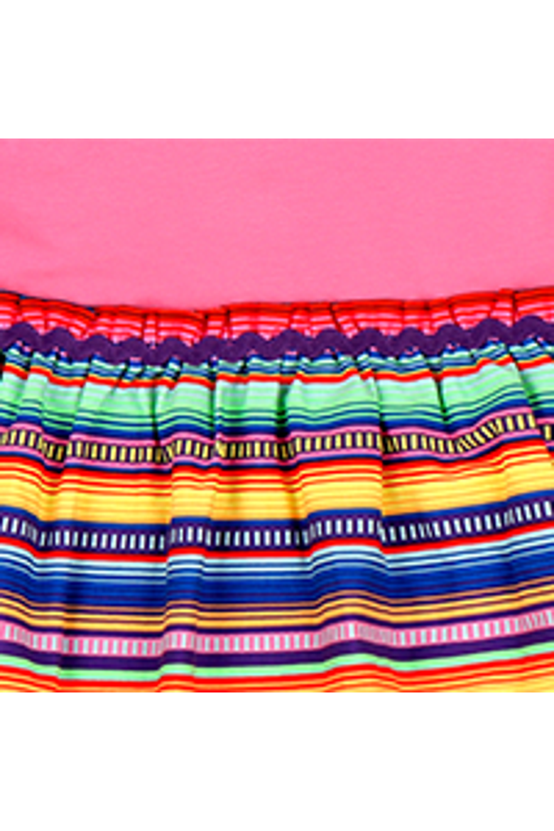 Girls Long Sleeve Ruffle Trim Dress, Alternate, color, Pink Multicolor Stripe