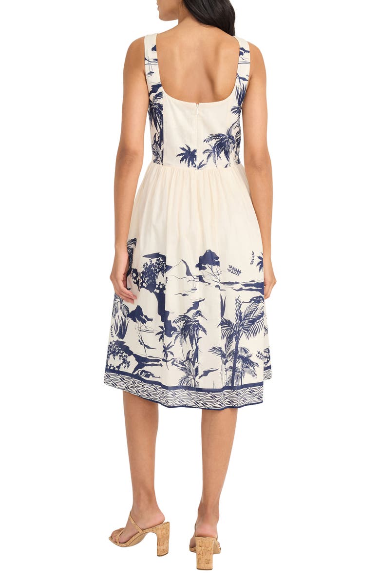 Maggy London Tropical Fit & Flare Midi Dress, Alternate, color, 