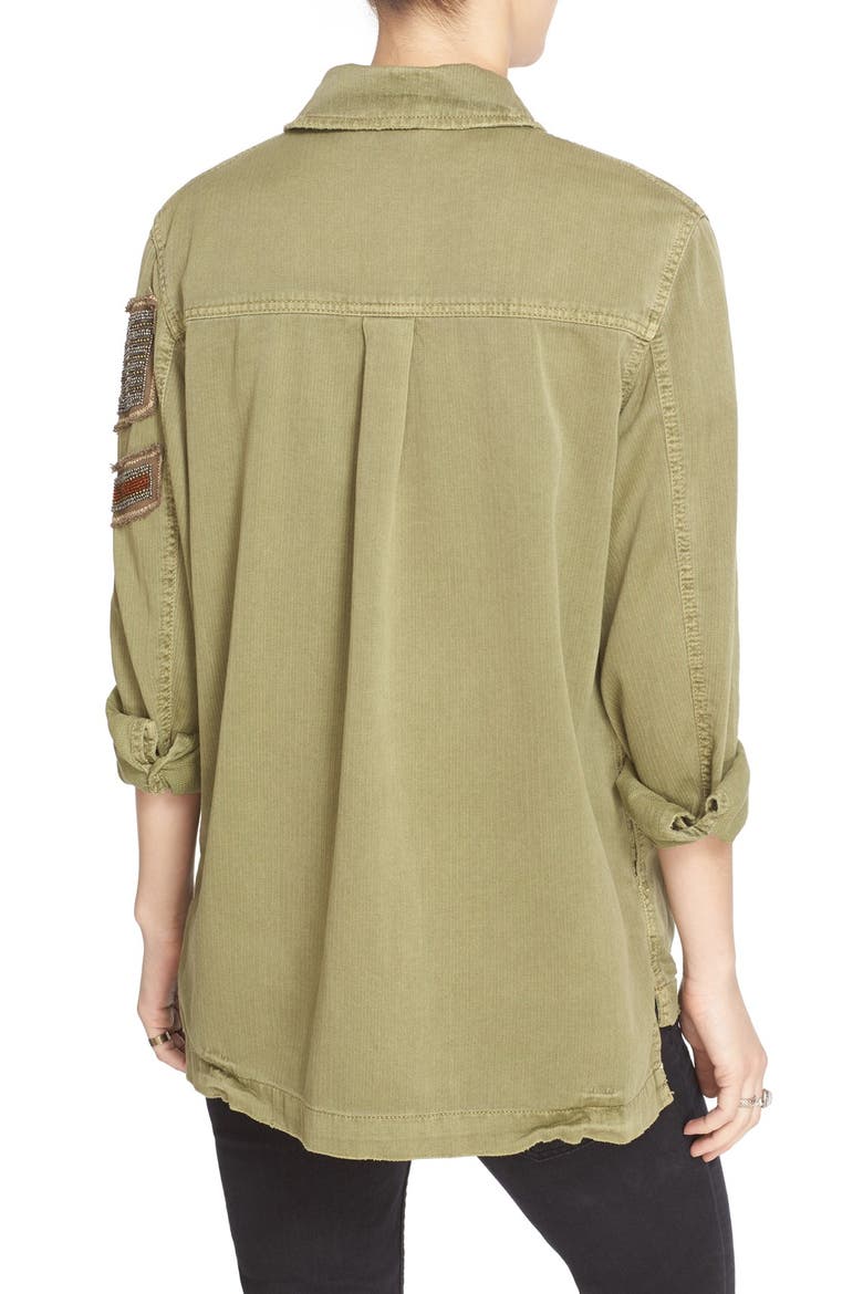 Embellished Military Shirt Jacket, Alternate, color, OLIVE