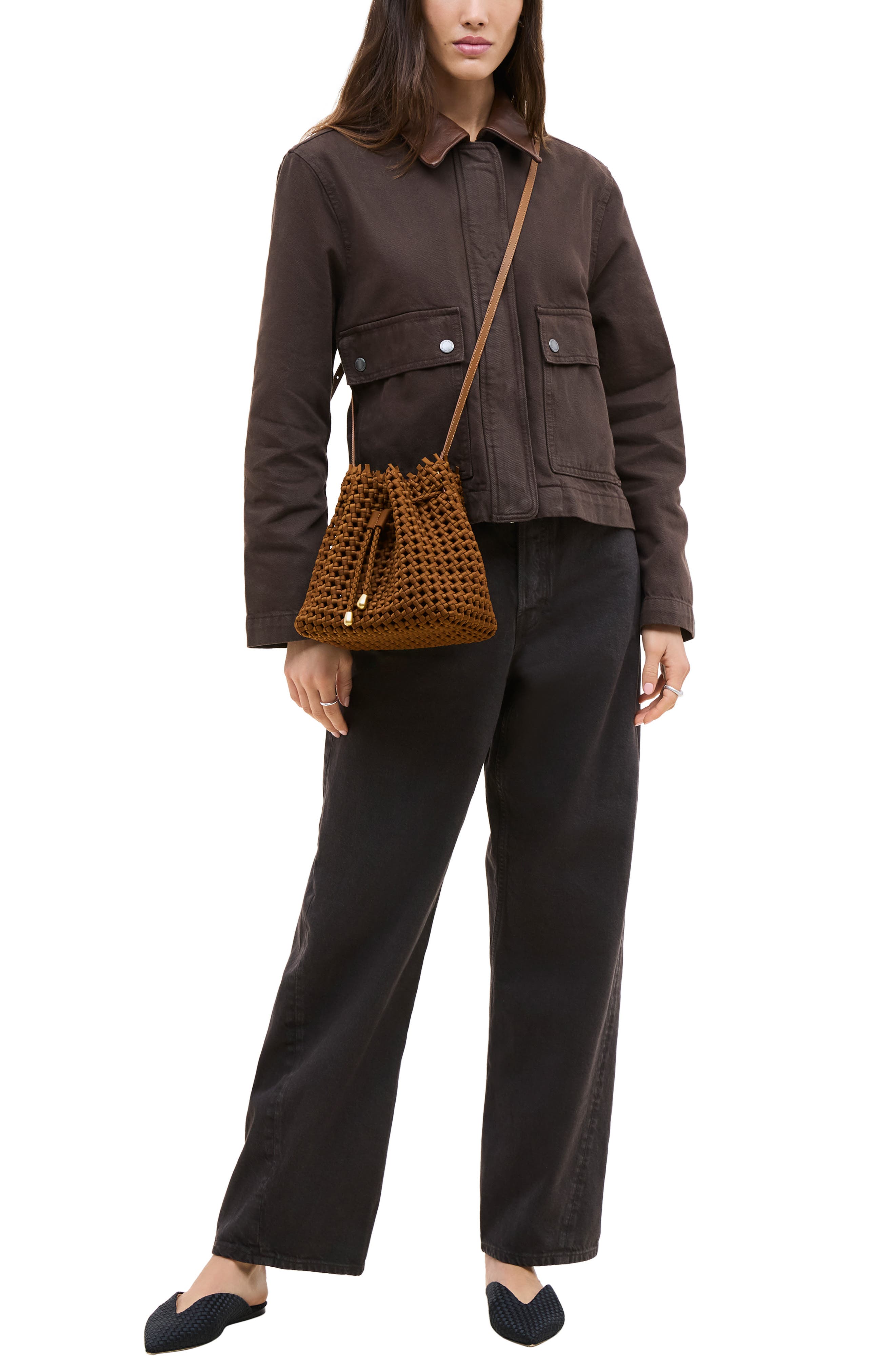 Medium Mallorca Bucket Bag, Alternate, color, TEAK