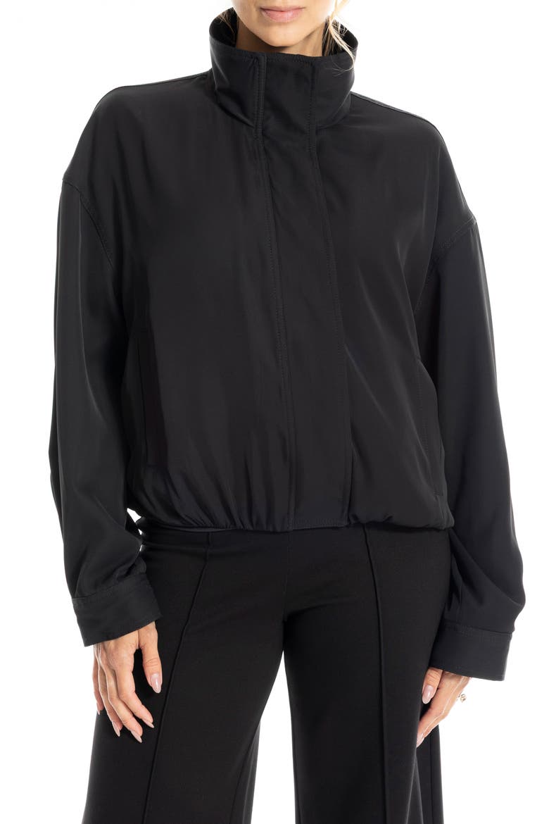 Bubble Hem Bomber Jacket, Alternate, color, BLACK