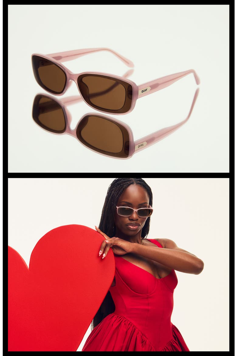 Vibe Check 62mm Small Square Sunglasses, Alternate, color, PALE PINK/ BROWN