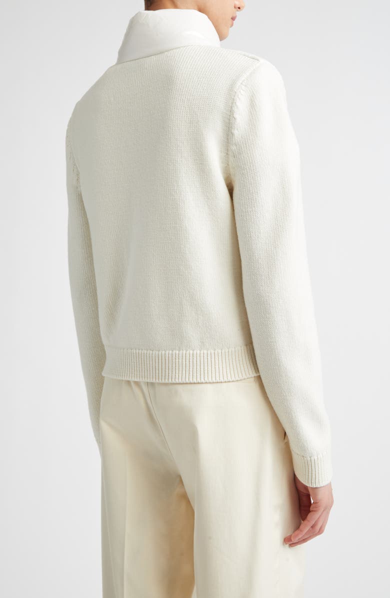 Moncler Mixed Media Quilted Down Puffer Cardigan, Alternate, color, Silk White