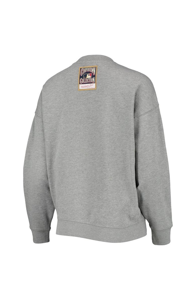 Mitchell & Ness Women's Mitchell & Ness Heathered Gray Chicago Cubs Cooperstown Collection Logo Lightweight Pullover Sweatshirt, Alternate, color, Heather Gray