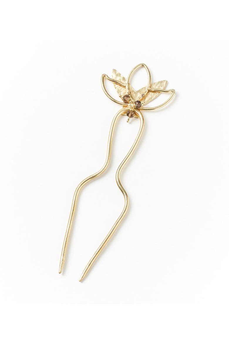 Kairavini Lotus Hair Pin, Main, color, Metallic Gold