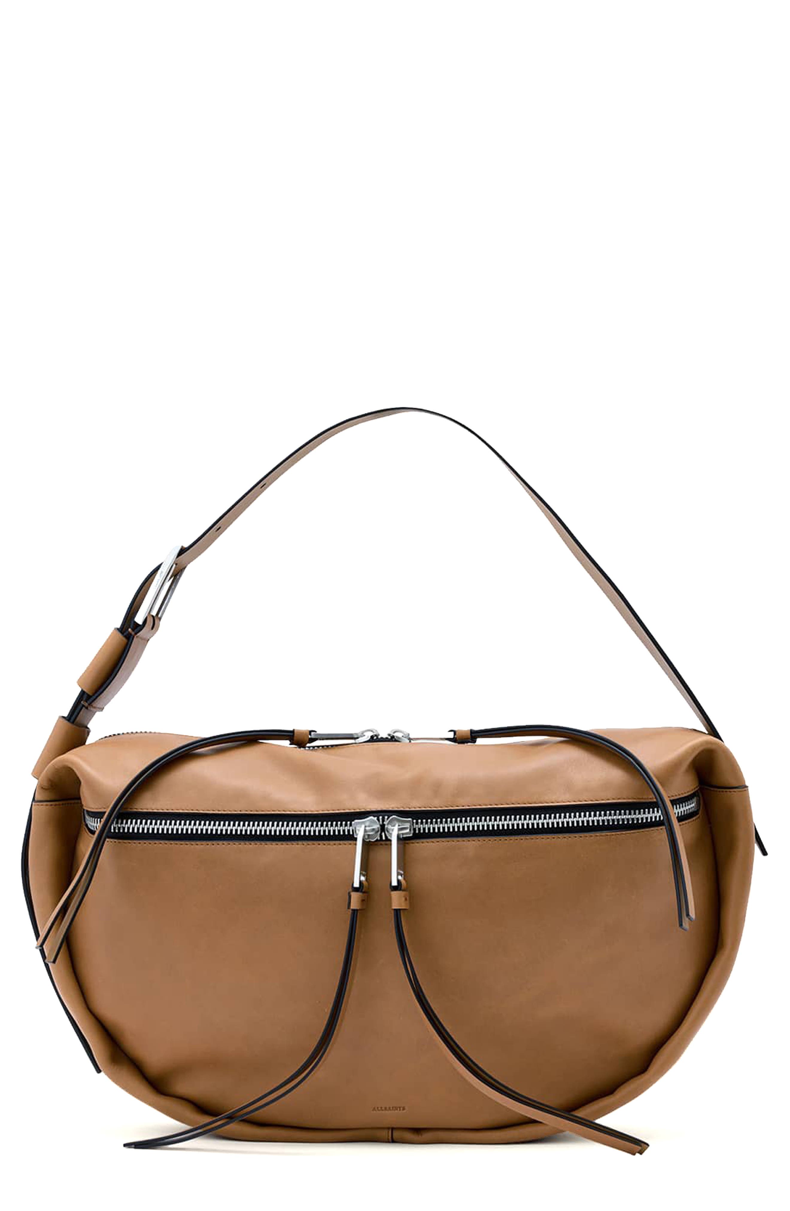 AllSaints Noemie Leather Shoulder Bag, Main, color, Toffee Brown