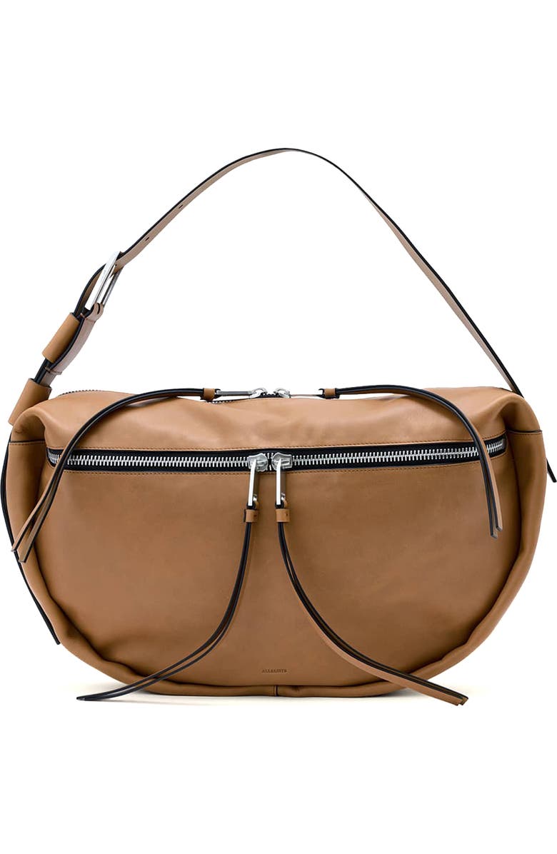AllSaints Noemie Leather Shoulder Bag, Main, color, Toffee Brown