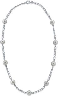 The Pearl Source White Freshwater Pearl Tincup Braided Necklace