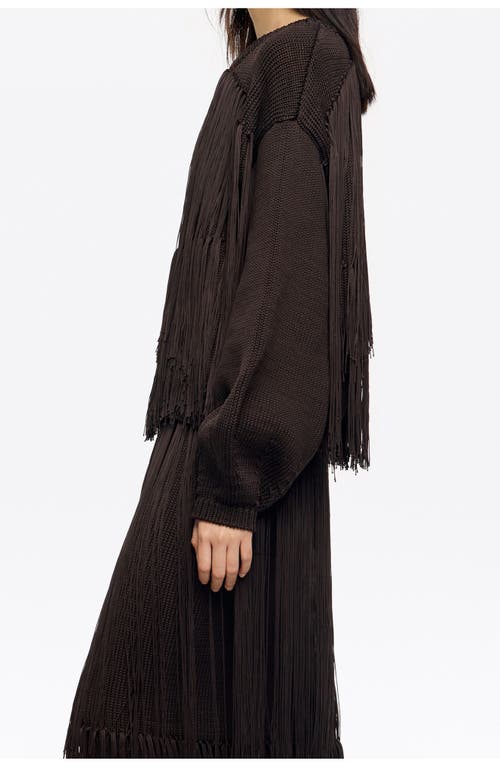 Bimba Y Lola Fringed Balloon Sweater In Brown