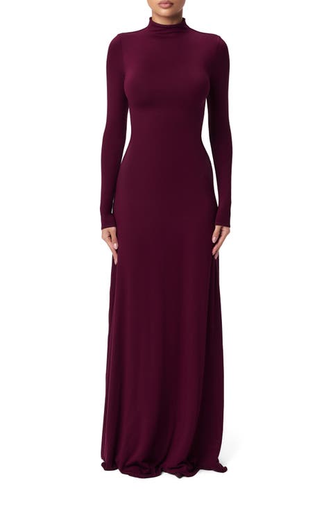 Funnel Neck Long Sleeve Dress
