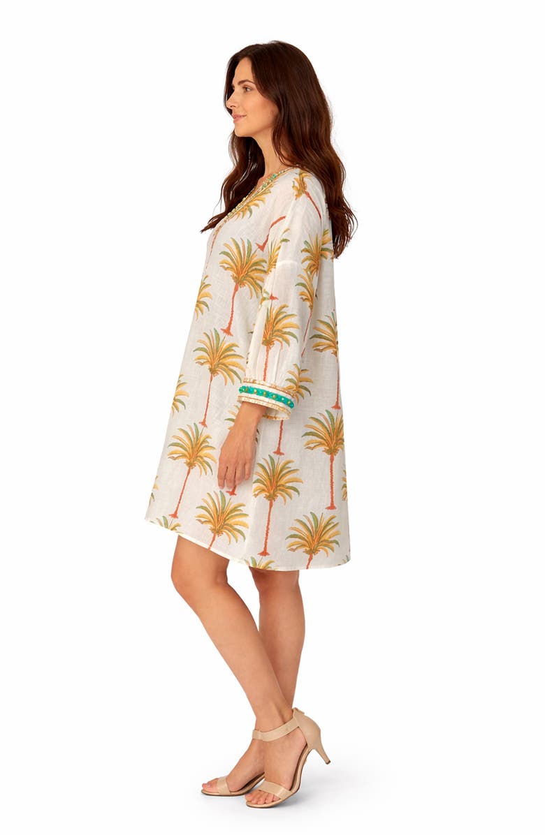 RANEES Palm Tree Print Cotton Poncho, Alternate, color, White