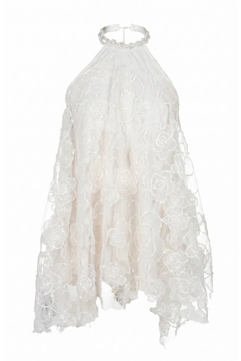 Embroidered Floral Halter Top, Alternate, color, Ivory