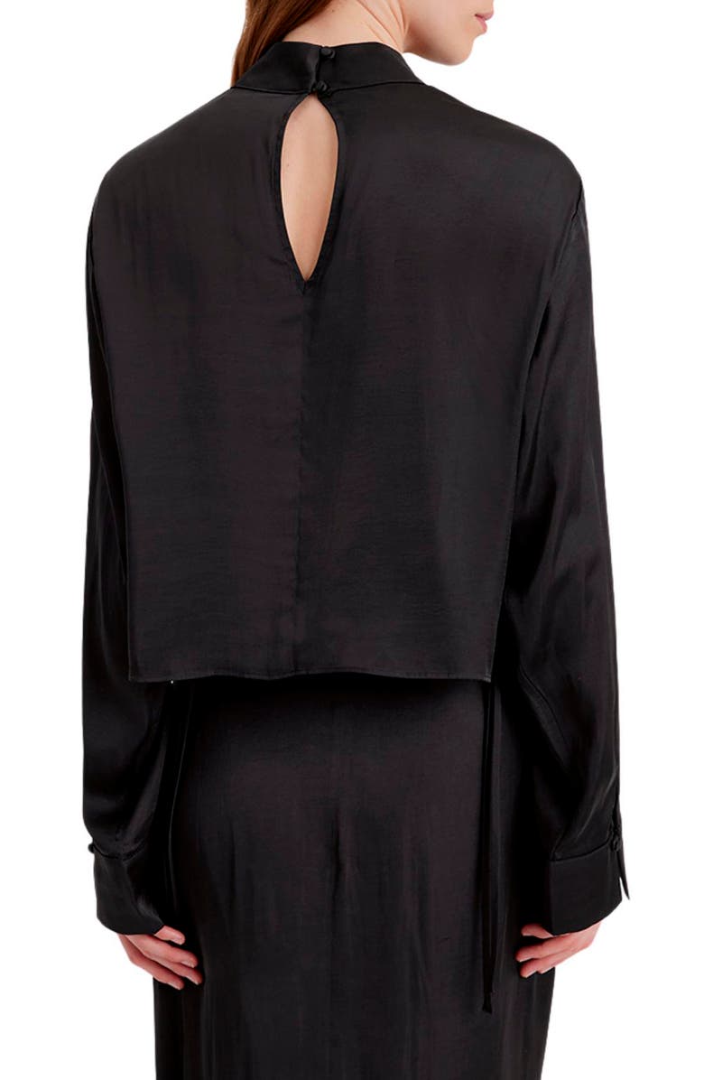 Solid & Striped The Leau Satin Top, Alternate, color, Noir