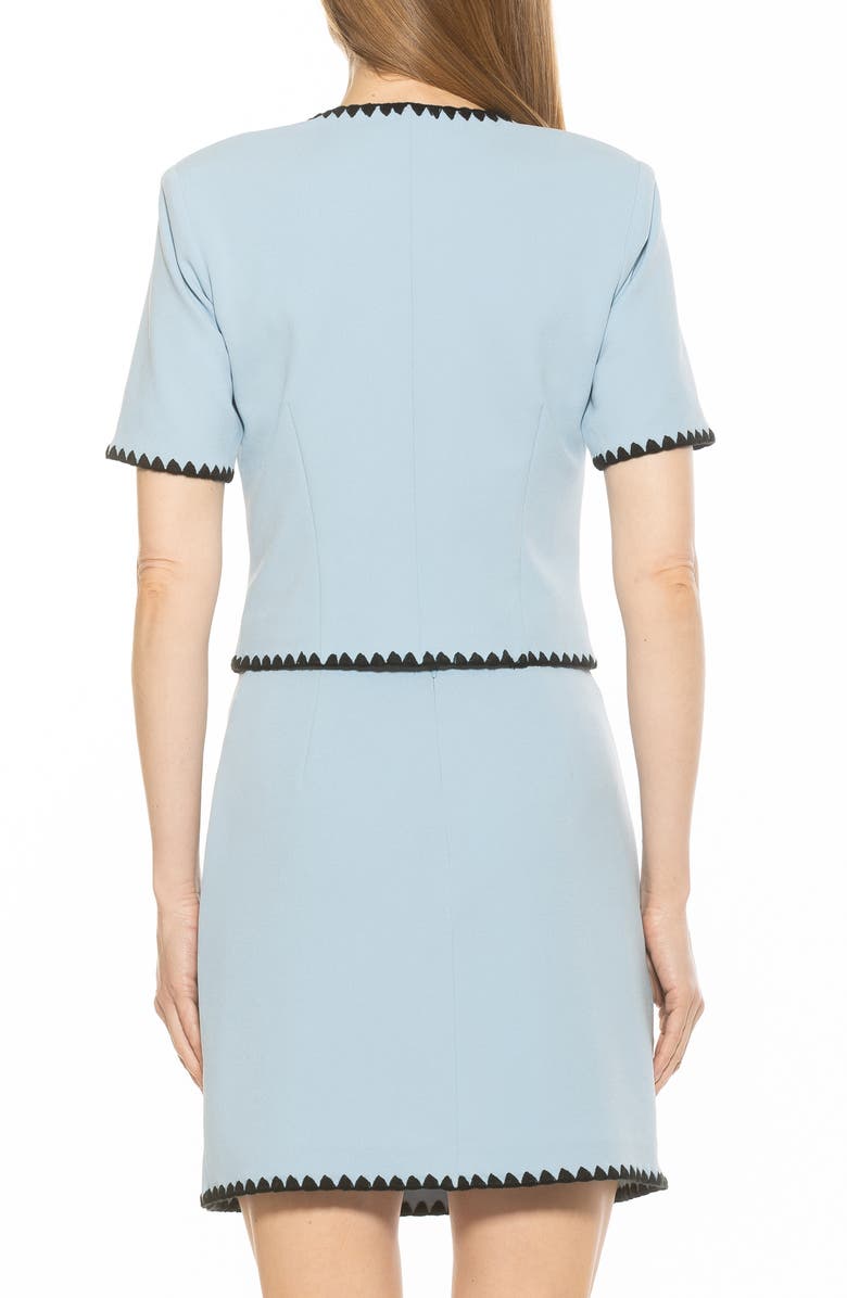 Alexia Admor Willa Embroidered Short Sleeve Jacket, Alternate, color, Halogen Blue