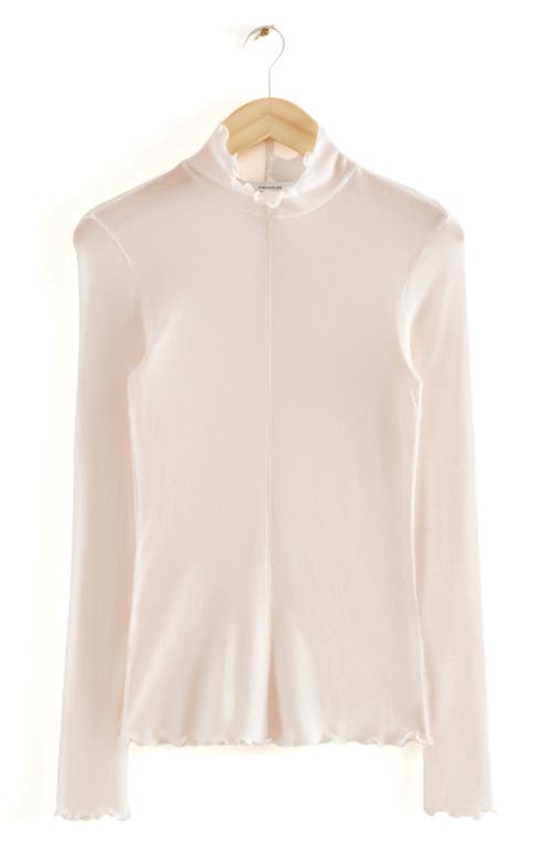 & Other Stories Mock Neck Wool Blend Knit Top In White