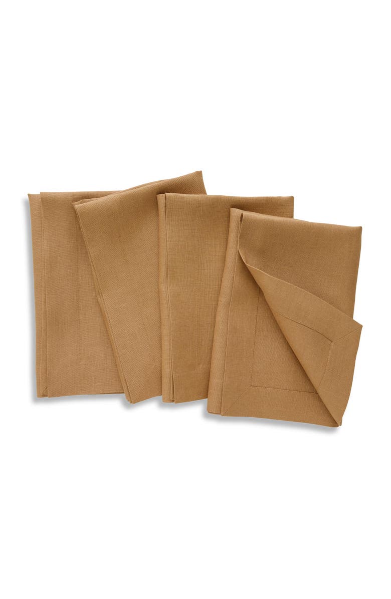 Solino Home Linen Dinner Napkins - Diana, 20" x 20" Inch, Main, color, Tobacco Brown