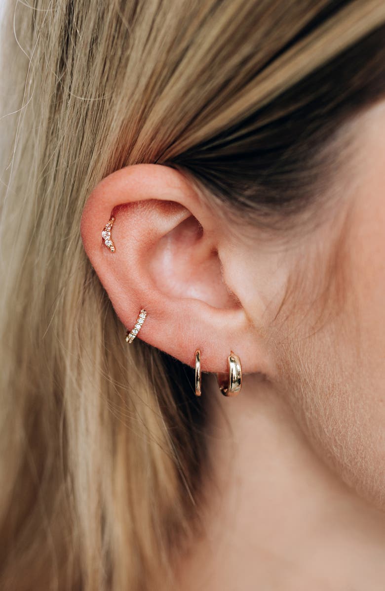 Anzie Cleo Pavé Diamond Huggie Hoop Earrings, Alternate, color, Gold/ Diamond