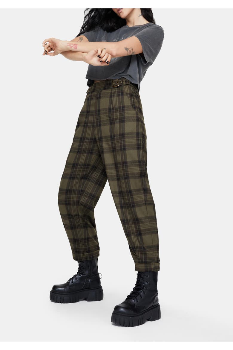 Cecily Buckle Check Balloon Trousers, Alternate, color, Green