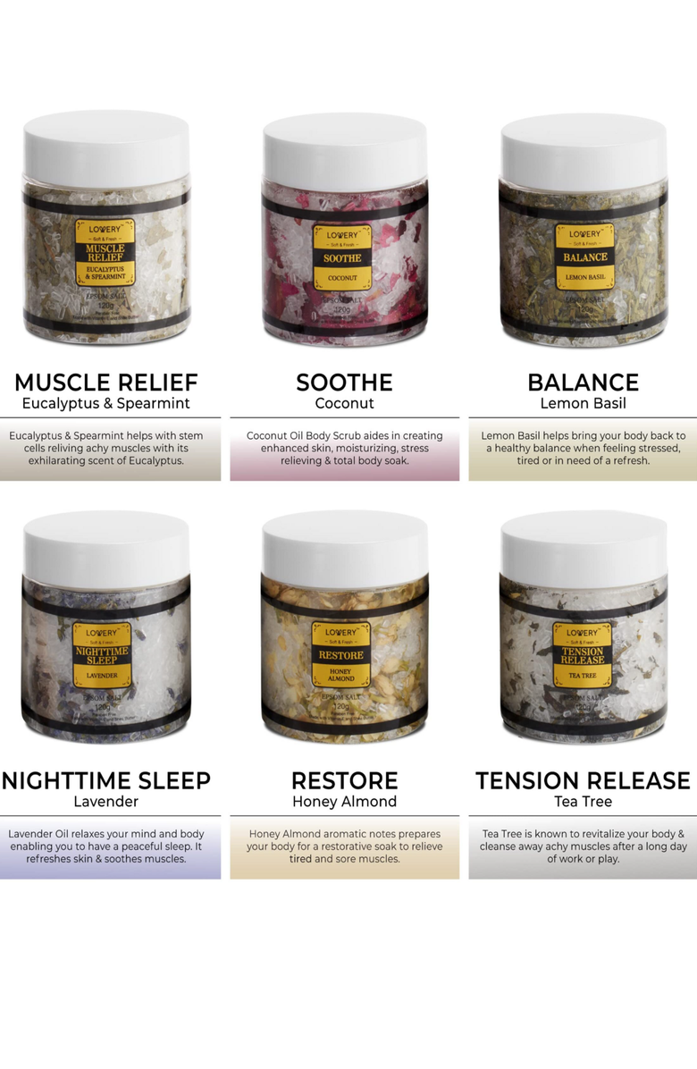 Lovery Epsom Salts 6-Piece Gift Set, Alternate, color, White / Gold