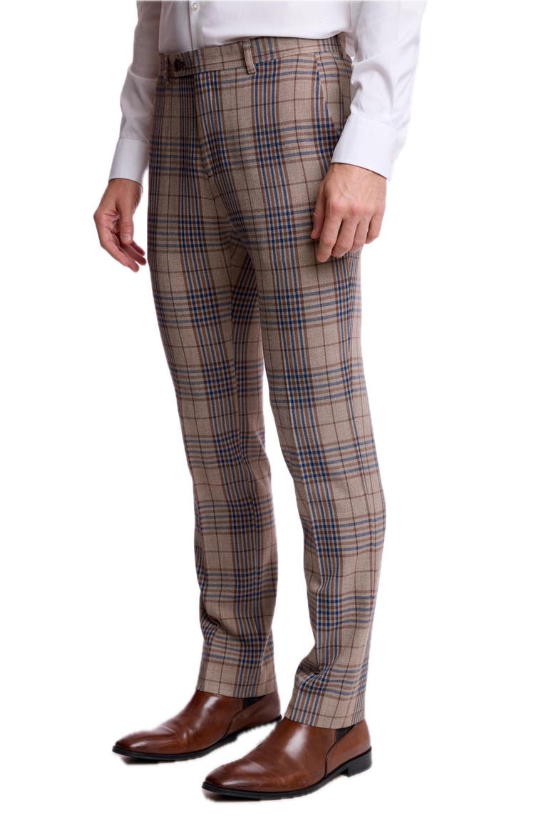 Downing Slim Fit Check Pants, Alternate, color, TAN NAVY BROWN CHECK
