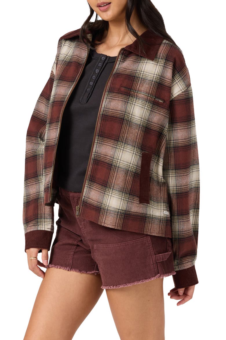 Dakota Plaid Cotton Jacket, Alternate, color, CHOCOLATE