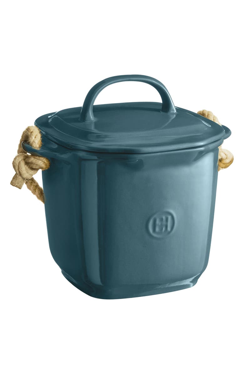 Emile Henry Blue Flame Ceramic Compost Bin, Main, color,