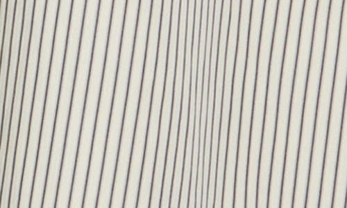 Mila Mae Pleated Midi Shirtdress In Cream Navy Stripe