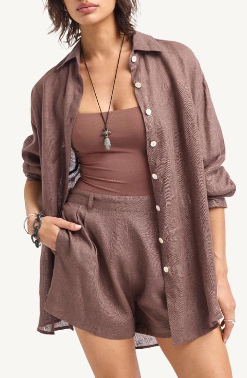 Playa Oversize Linen Cover-Up Shirt