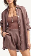 Vitamin A® Playa Oversize Linen Cover-Up Shirt