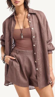 Vitamin A® Playa Oversize Linen Cover-Up Shirt