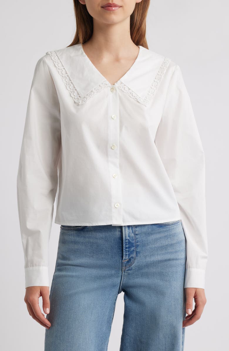 FRAME The Charm Sailor Collar Cotton Poplin Button-Up Shirt, Main, color,