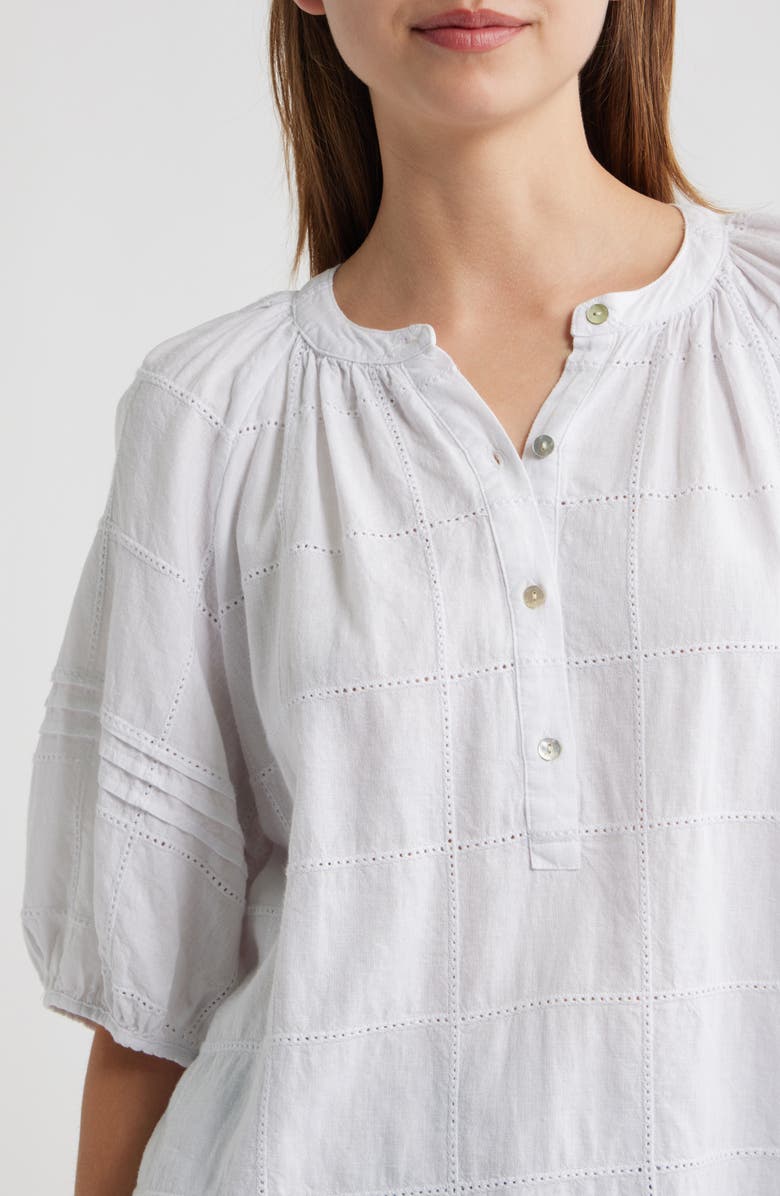 Rails Shoshanna Puff Sleeve Linen Blend Top, Alternate, color, Charli Patchwork Embroidery