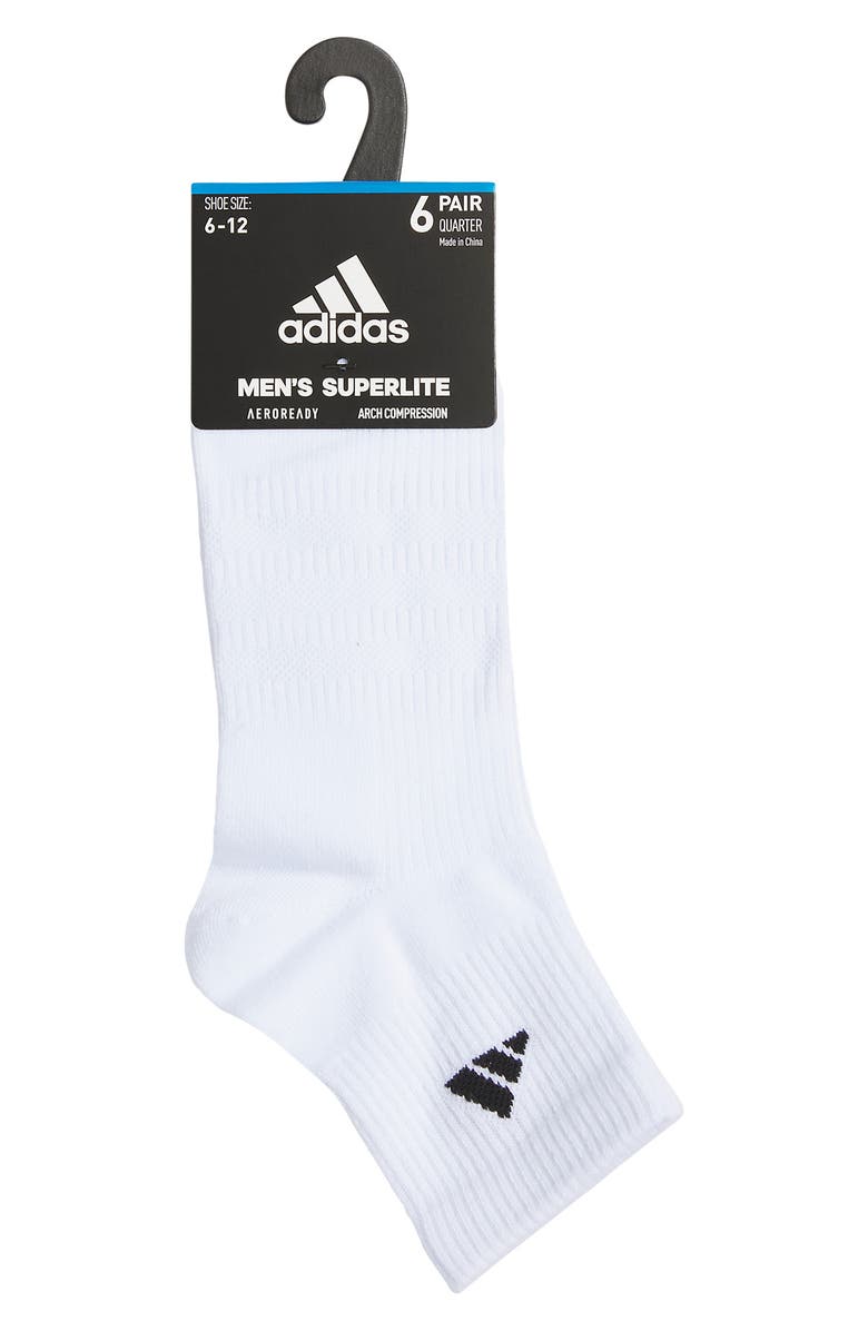 adidas 6-Pack Superlite Quarter Socks, Alternate, color, 
