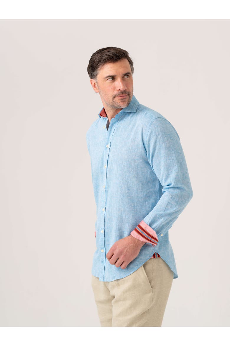 Cotton Linen Long Sleeve Shirt, Alternate, color, Sky Blue