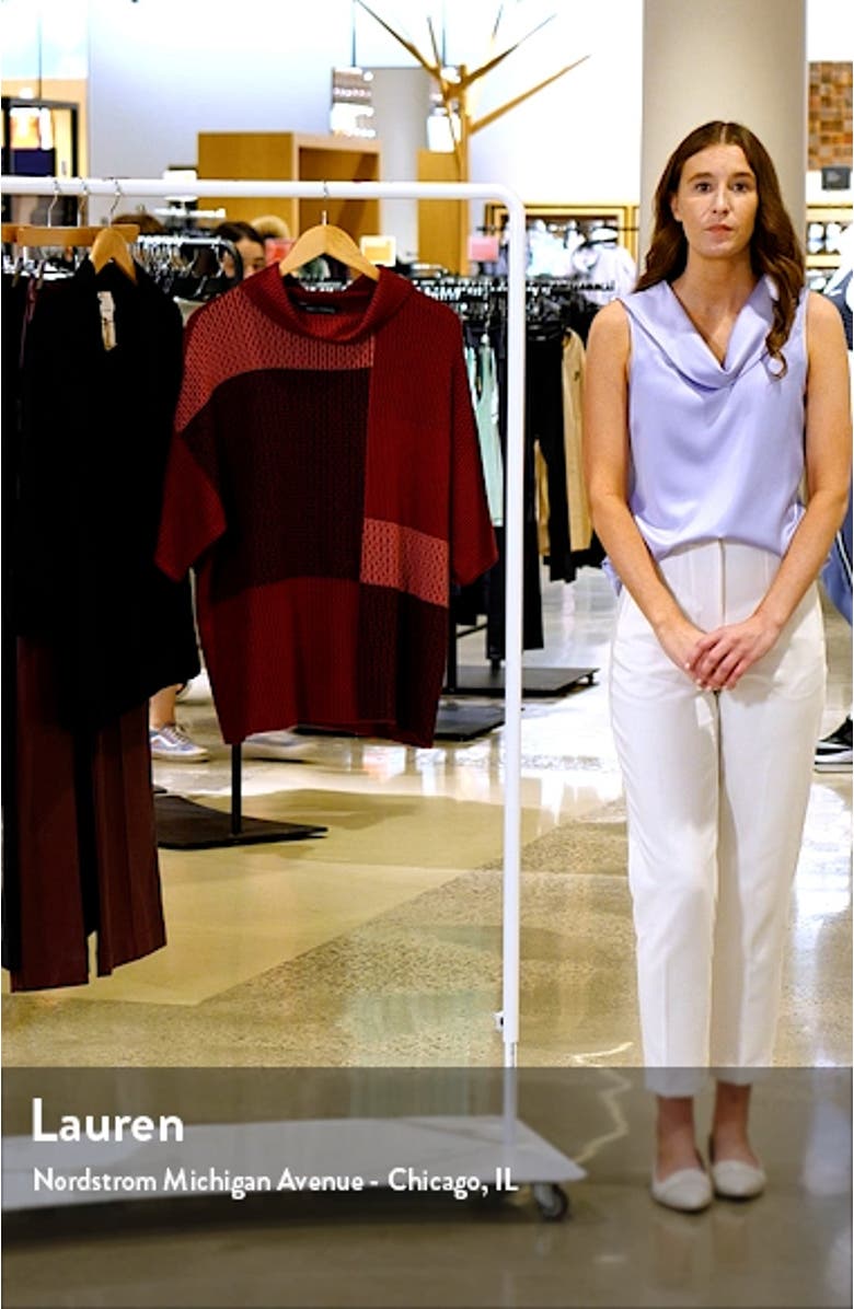 Colorblock Cowl Neck Knit Blouse, sales video thumbnail