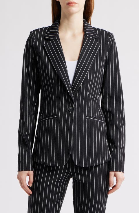 Railroad Stripe Stretch Blazer