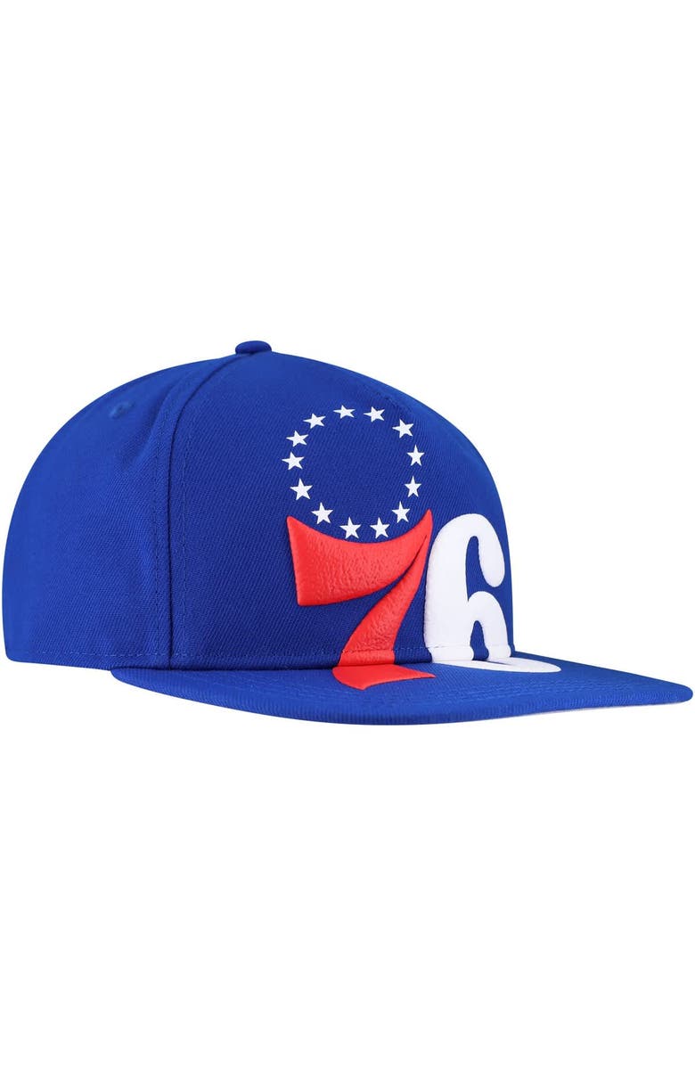 New Era Men's New Era Royal Philadelphia 76ers Oversized Puff Print Logo Golfer Snapback Hat, Alternate, color, Royal