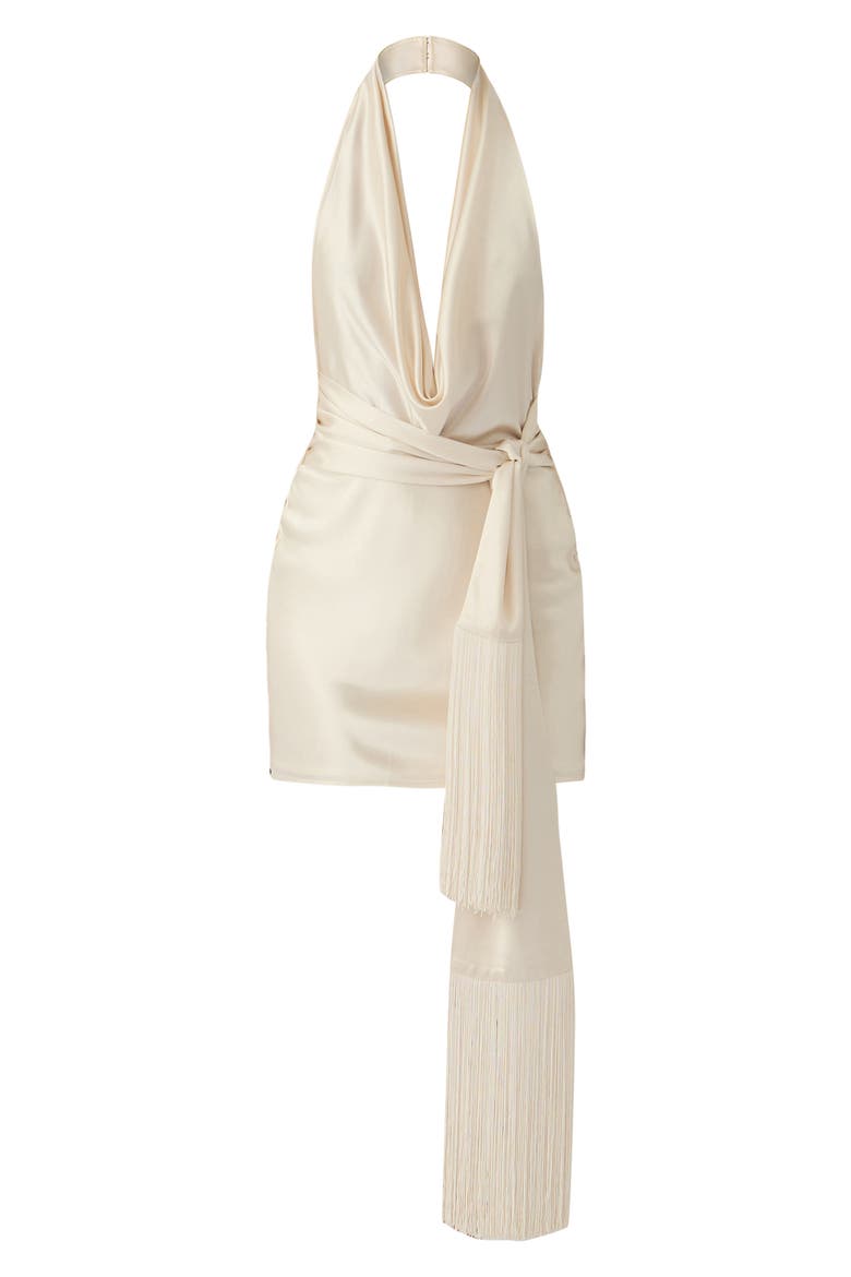 Solene Halter Neck Cocktail Minidress, Alternate, color, PEARL