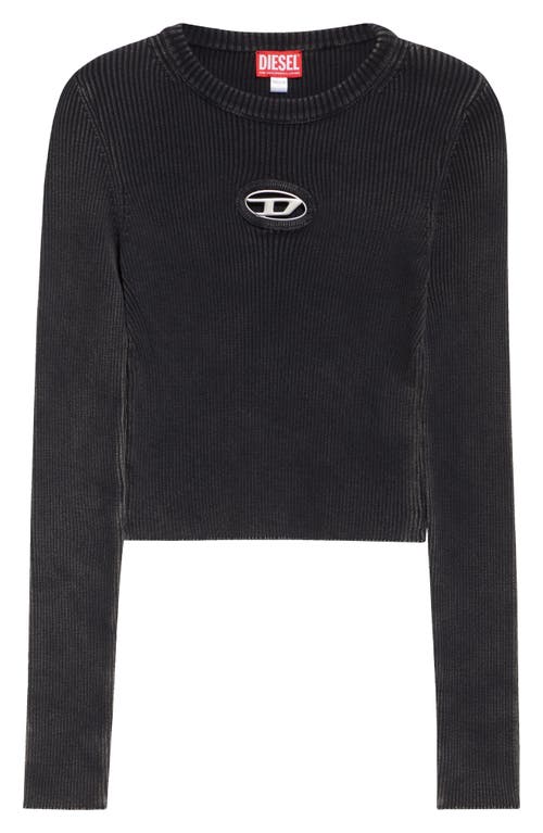 Diesel M-anchor-a Cropped Denim Sweatshirt With Cut-out Detail In Black