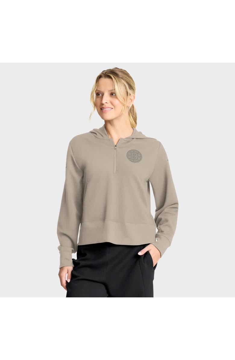 FANATICS Women's Fanatics Tan Boston Bruins Authentic Pro Road Tri-Blend Quarter-Zip Hoodie, Alternate, color, Tan