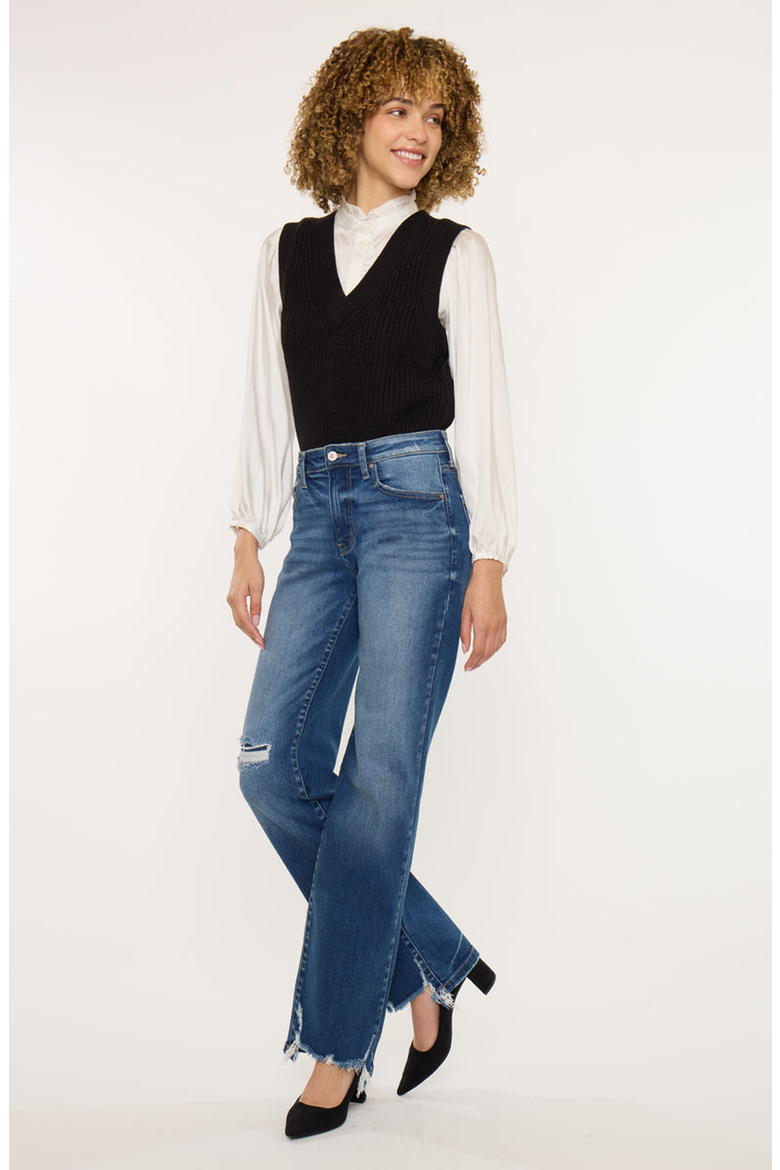 Dayna High Rise Slim Wide Leg Jeans, Alternate, color, Dark Wash