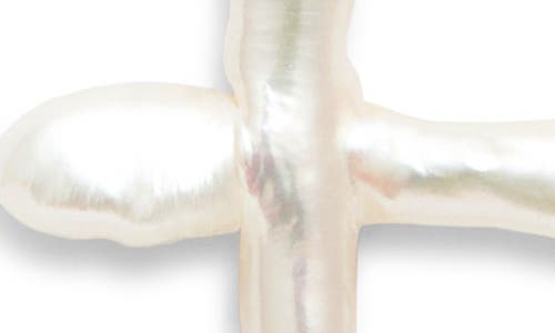 Child Of Wild Esther Freshwater Pearl Cross Pendant Necklace In Gold