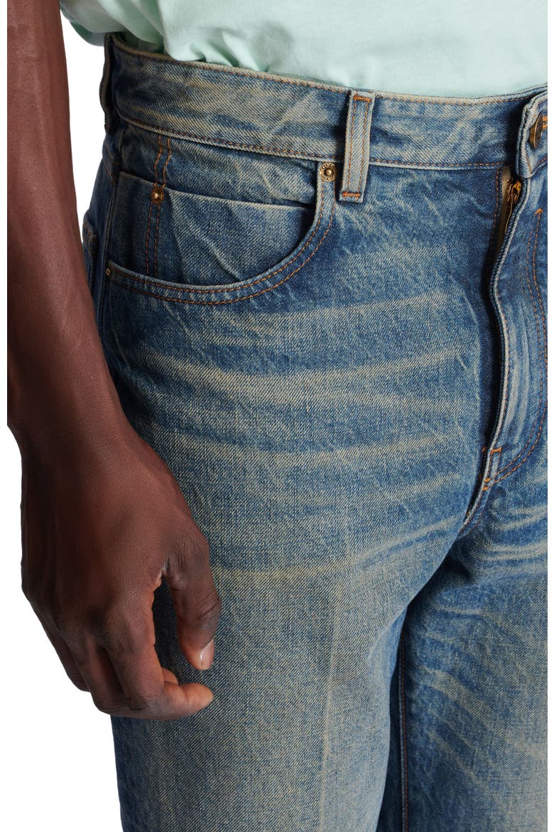 Slim straight-leg jeans in vintage denim, Alternate, color, blue