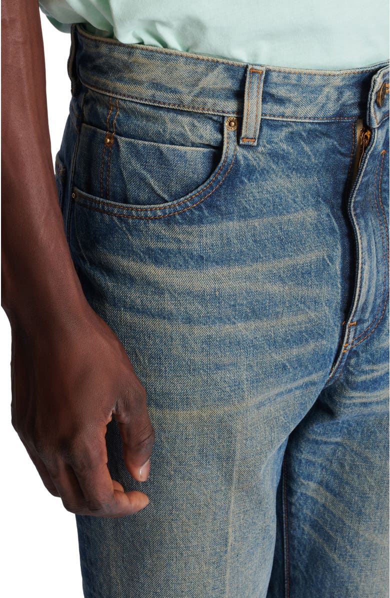 Balmain Slim straight-leg jeans in vintage denim, Alternate, color, Blue