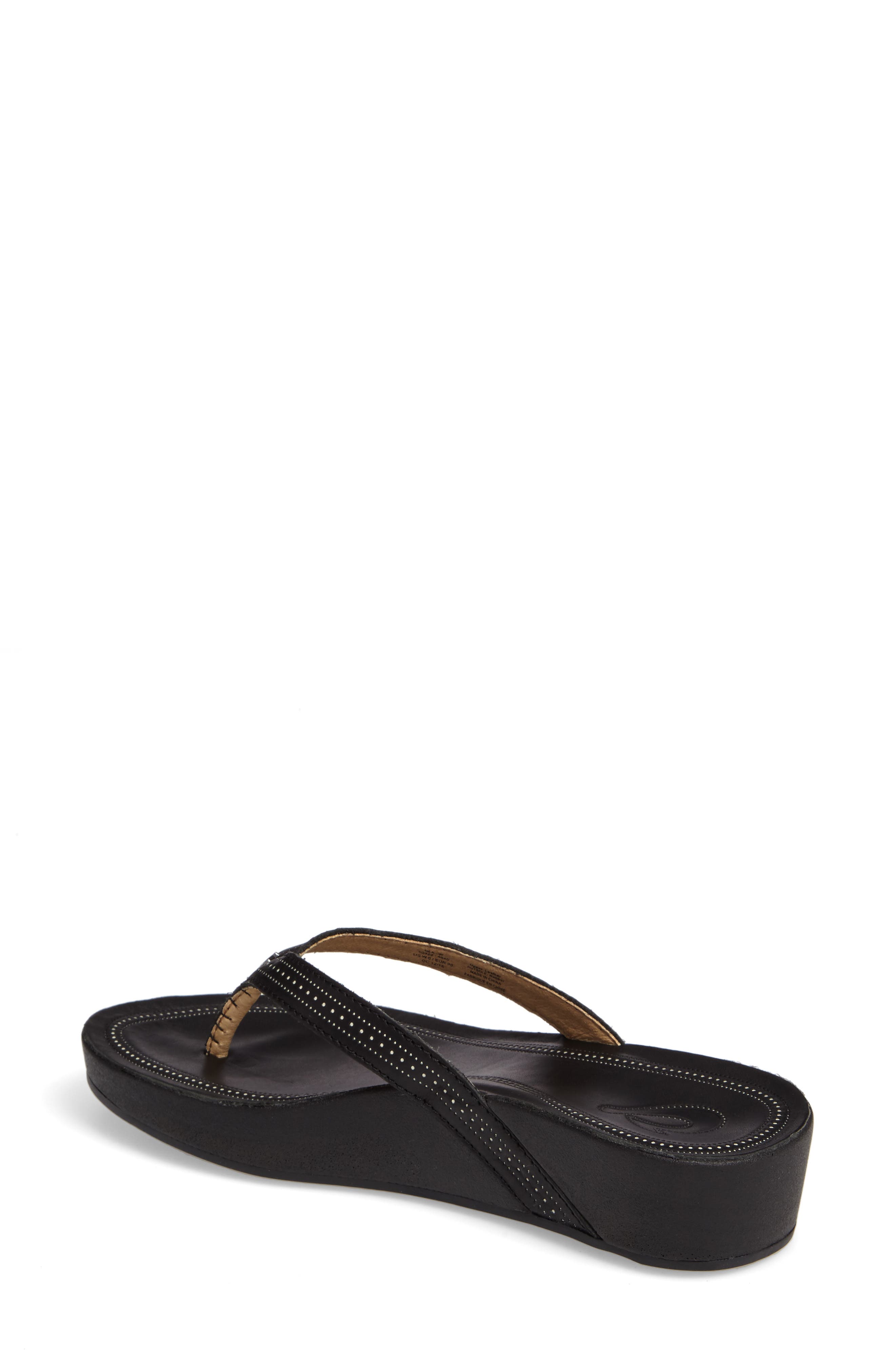 Ola Flip Flop, Alternate, color, BLACK LEATHER